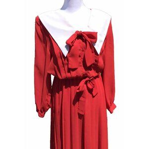 Vtg 70s Townhouse Women’s 10 Petite Red White Collar Bows Polly Sailor Dress Mod